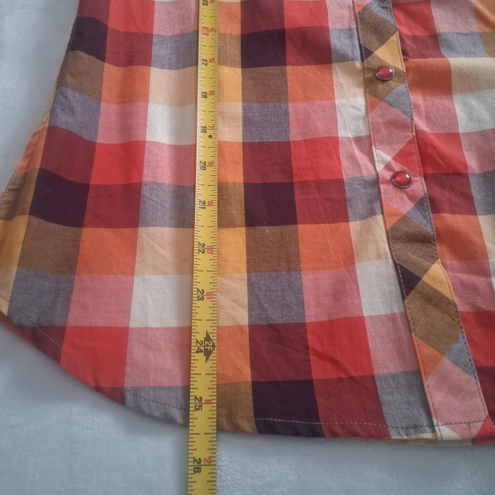 Platini Jeans Cougar Button Up Shirt Womens Multicolor Plaid Western Cowgirl M - Picture 13 of 15